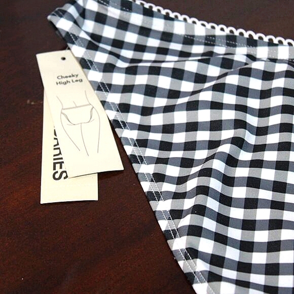 No Boundaries Black Gingham Cheeky High-Rise Bikini Bottoms - XL - NWT - Picture 5 of 6